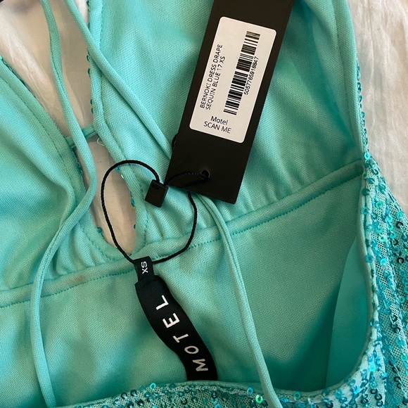 Motel Rocks Bernoki Mini Dress in Drape Sequin Blue (XS) - Picture 2 of 6